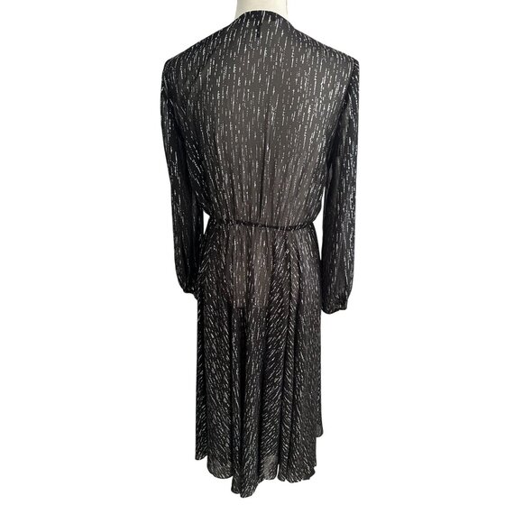 MAJE Black Sheet Metallic Long Sleeve Black Maxi Dress Size 40 / US Large - Picture 9 of 10